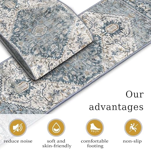 8”x 30” Carpet Stair, Anti-Slip Carpet Treads for Wooden Steps, Self-Adhesive Decorative Stair Runners, Slip-Resistant Treads for Indoor Wooden Staircases (15, Blue, 8X30 inch)