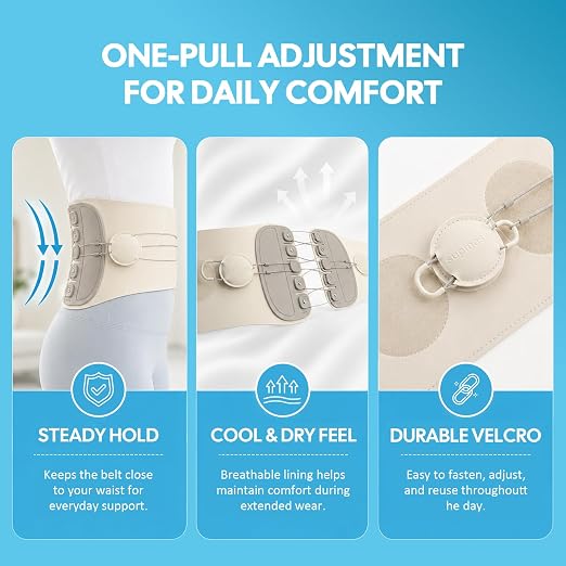 Adjustable Lumbar Support Back Brace with Dual Pulley System – Posture and Spine Support,Pelvic & Hip Support,Lower Back Belt for Daily Support, Sitting, Standing, Work & Light Lifting – Unisex，28"-48"