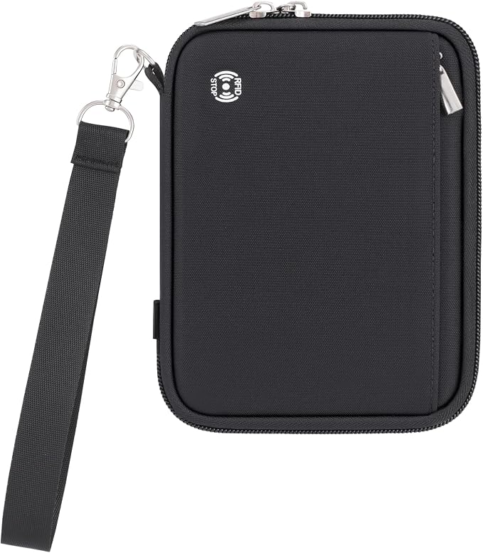 WALNEW Passport Holder Family for 4, RFID Blocking Travel Wallet Women Men, Lightweight Zipper Document Organizer Pouch Bag Credit Cards Case Cover for Travelling, Black | Holds up to 4 Passports, Removable Wrist Strap，Lightweight Zipper Document Organ...