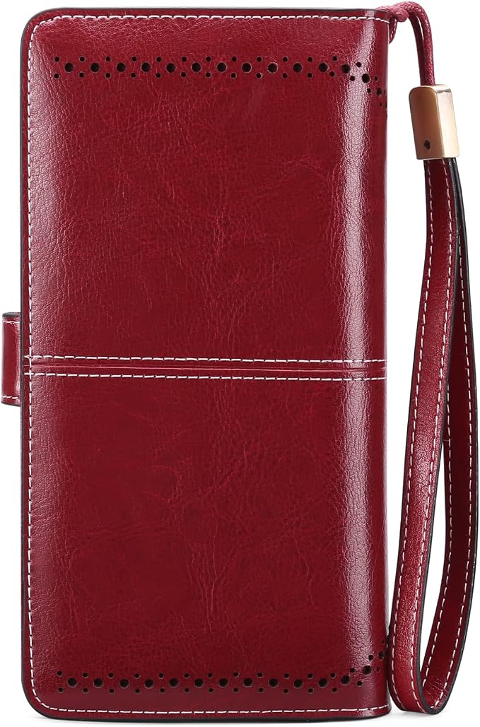 SENDEFN Wallets for Women Leather Credit Card Holder with RFID Blocking Large Capacity Wristlet | with RFID Blocking