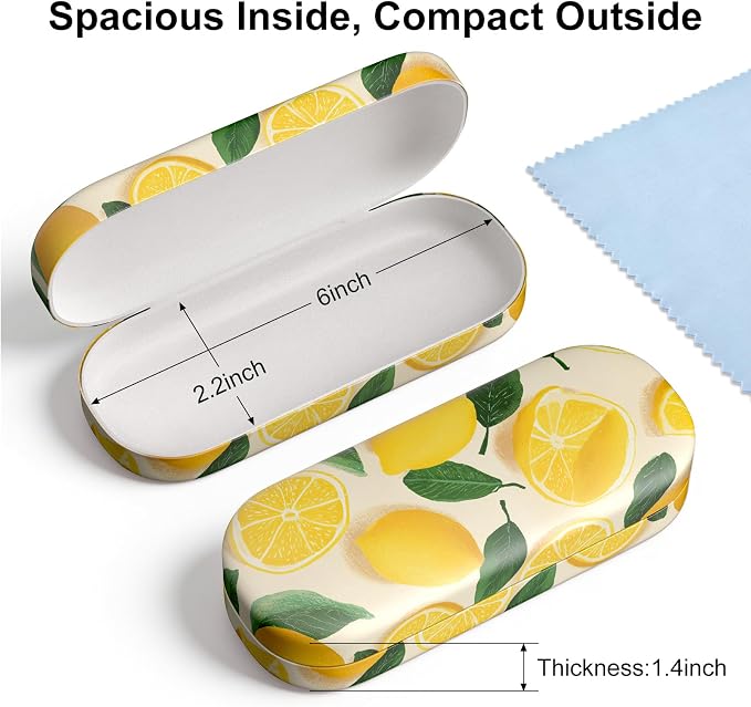 Hard Shell Leather Sunglasses Case,Classic Fashionable Cute Large Glasses Case for Women Men,Sunglass Eyeglasses