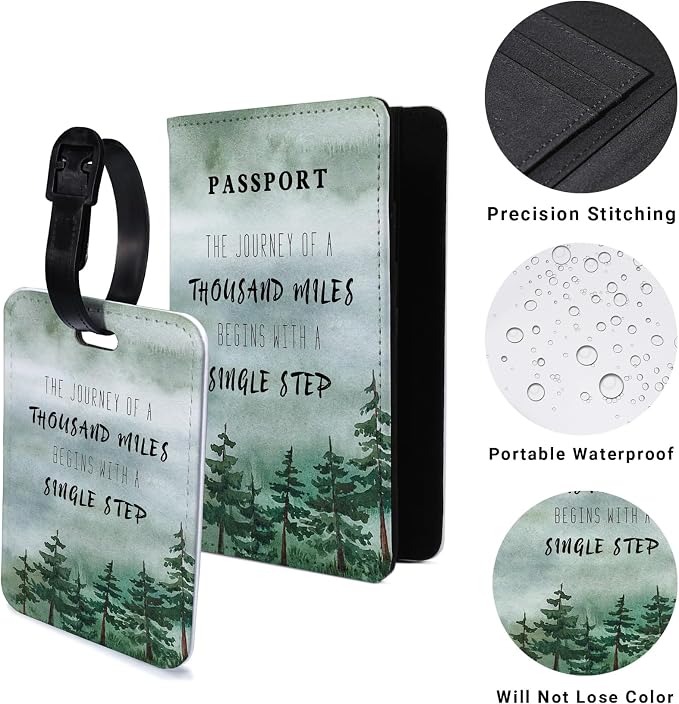 Passport Holder Set,Passport Holder and Luggage Tag,Cover for Men and Women,Wallet, Case,Travel Accessories（5.82 * 3.93 inch）