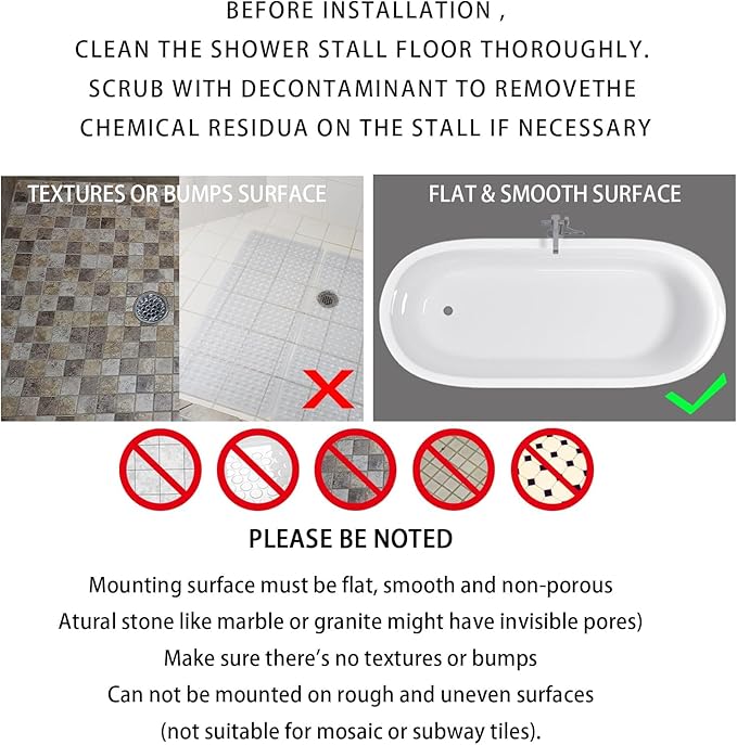 Yimobra 2-Pack Shower Mat Bathtub Mat Non Slip 40 x 16, Bath Mat for Tub Floor with Big Suction Cups and Drain Holes, Machine Washable Shower Mats for Inside Shower, Phthalate Latex Free, White