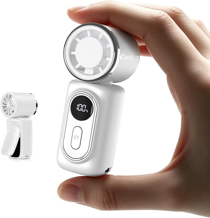 Portable Clip-On Mini Fan Handheld Turbo Fan with 100 Speeds 3000mAh | Rechargeable Stroller Fan Pocket Size USB Cooling Fan for Travel, Camping, Lash Tech & Office