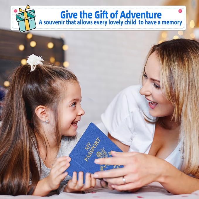 10 Pcs Blank Passport Notebook Blue Passport Book Fake Passport Travel Journal Sticker Collection Book for Kids School Projects World Travel Pretend Activity Party Favors, 5.51x3.9 Inch