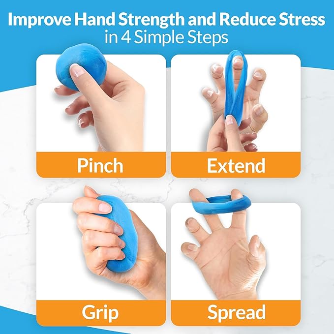 FlintRehab Therapy Putty for Kids & Adults (4 Pack, 3 Oz Each) - Putty for Hand Therapy, Fidgeting & Stress Relief - Non-Toxic Resistive Exercise Putty to Improve hand strength - Set of 4 Strengths