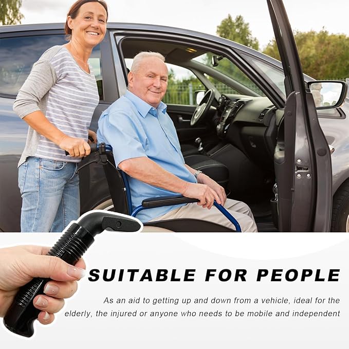 Car Door Handle for Elderly, Auto Cane Portable Vehicle Assist Support Handle Grab Bar, Multifunction Car Door Latch Bar Standing Mobility Aid for Seniors and Handicapped (Black)