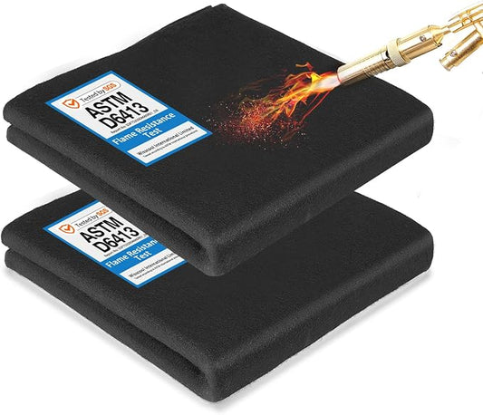 WISSCOOL 2Pack 10MM Thick 20x20 Inch Fireproof Welding Blanket, Double Side Heat Pad Fire Resistant Carbon Felt Cloth Flame Retardant Fabric Protector Pad for Soldering Firepit Smoker