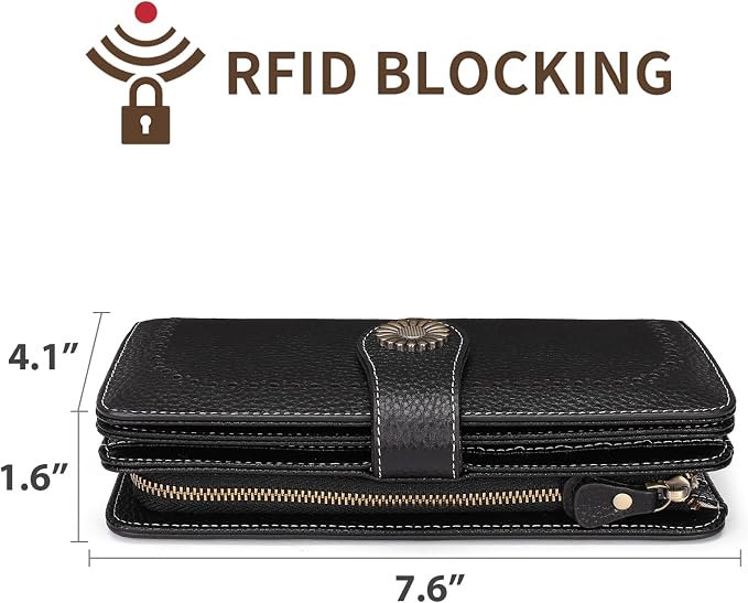SENDEFN Wallets for Women Leather Credit Card Holder with RFID Blocking Large Capacity Wristlet | with RFID Blocking