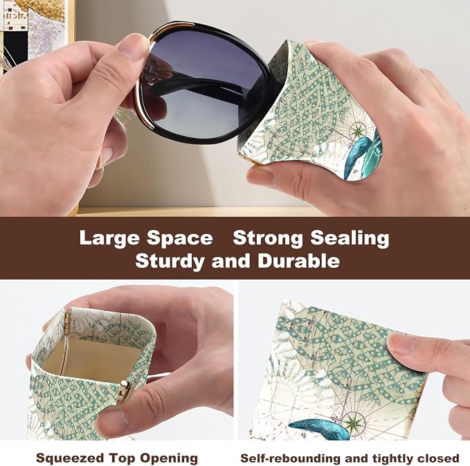 Anikathy 2Pcs Sunglass Eyeglass Glasses Case Soft PU Leather with Cleaning Cloth Cute Glasses Pouch Bag for Men Women Girs