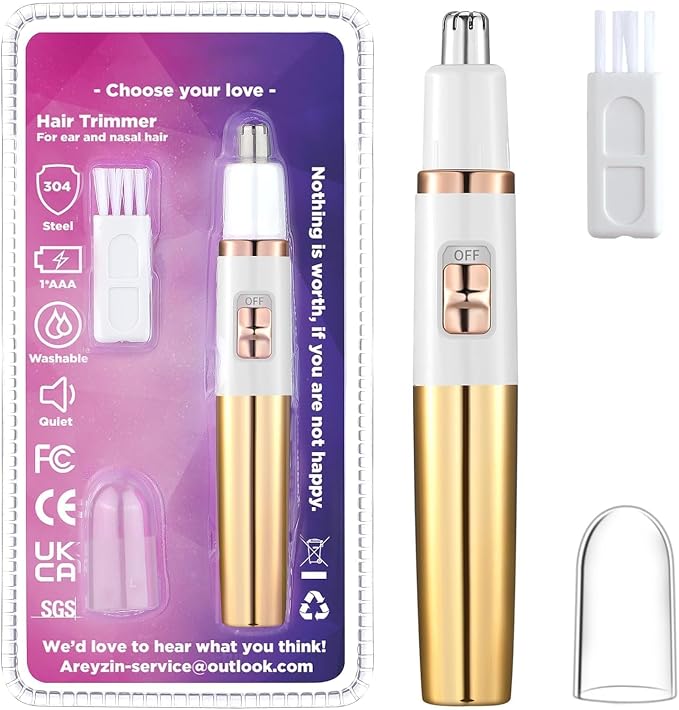 NUMIFUN Ear and Nose Hair Trimmer for Women Nose Hair Clipper Professional Painless Noses Trimmer Ladies Eyebrow and Facial Hair Trimmer, Waterproof Dual Edge Blades for Easy Cleansing