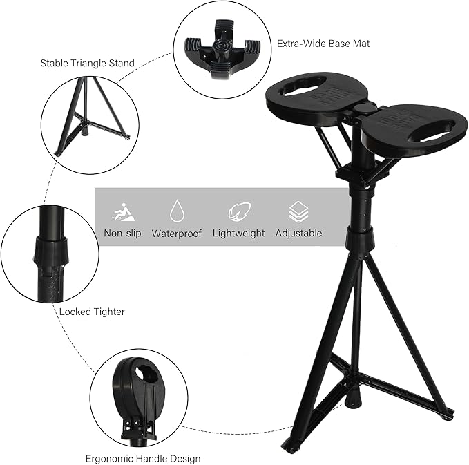 Walking Cane with Seat 34"-37" Adjustable Walking Stick Holds 550lbs Folding Chair Seat Portable Lightweight Aluminum Mobility Aid with Carry Bag for Elderly Handicap Waiting/Queuing/Fishing