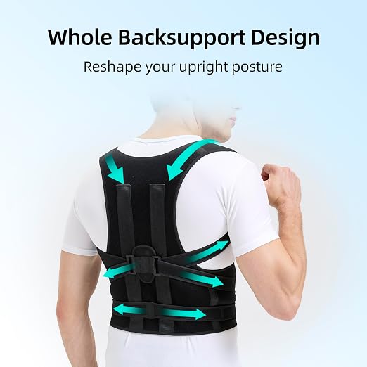 Posture Corrector for Women and Men, Back Straightener Posture Brace for Pain Relief, Back Belt Support with Adjustable Shoulder Straps and Height for Scoliosis Hunchback