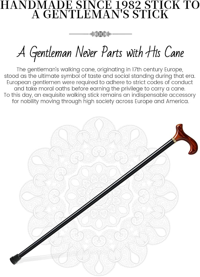 GUYUE Handcrafted Wooden Cane for Men & Women,Gentleman's Walking Sticks, Ergonomic Senior Canes, Natural Solid Wood Luxury Cane, Perfect for Gift-Giving
