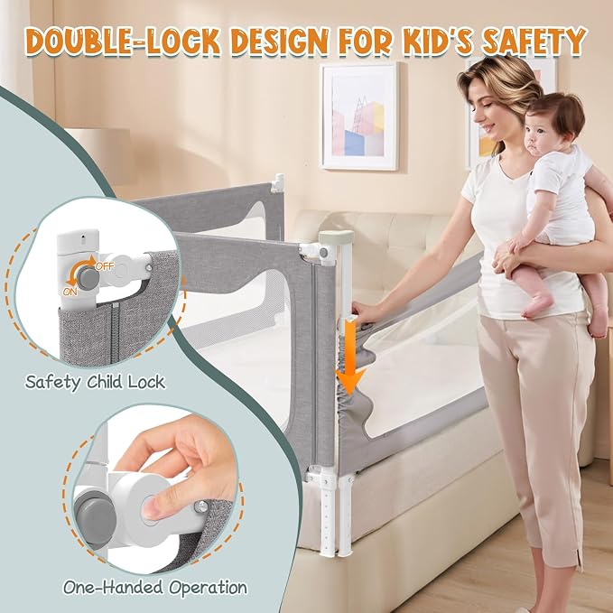G TALECO GEAR Bed Rail for Toddlers, Stable Protective Bed Side Rails, Baby Bedrail Guard for Twin Full Queen & King Size Bed((3 Sides for King Size) 78.74x78.74x74.8 Inch)