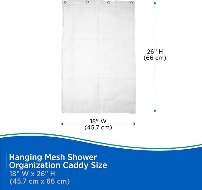 Kenney 6-Pocket Hanging Mesh Shower Organization Caddy, White