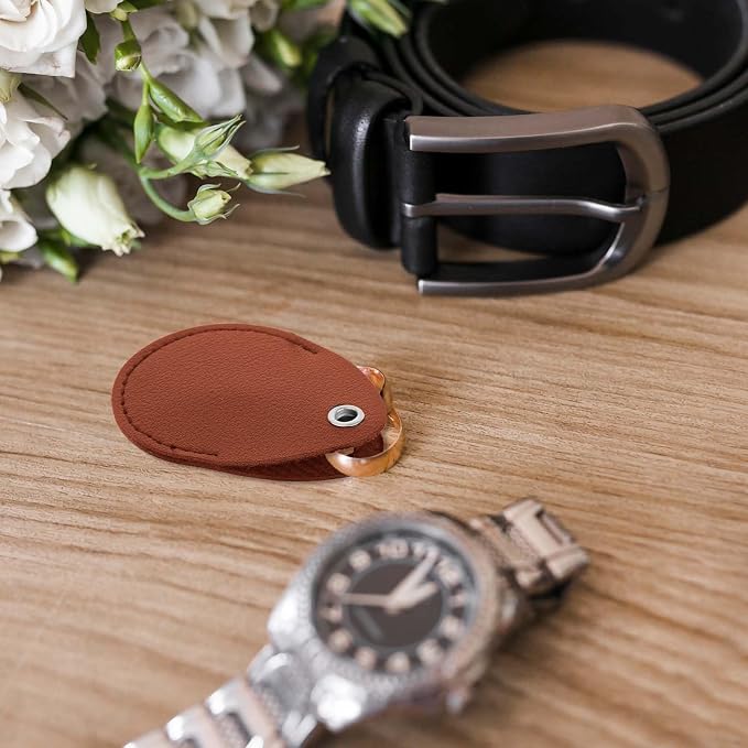 Psyqtsuary Leather Key Fob Holder, 4 Pcs PU Leather Keychain Key Holder for Keychain General Keys Fob, for Keys ID Keys Cards