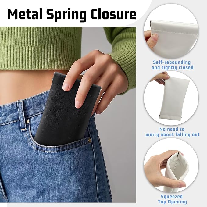 Soft Sunglasses Eyeglass Glasses Case,7x3.5inch Portable PU Leather Squeeze Top Holder Bag Pouch for Women Men