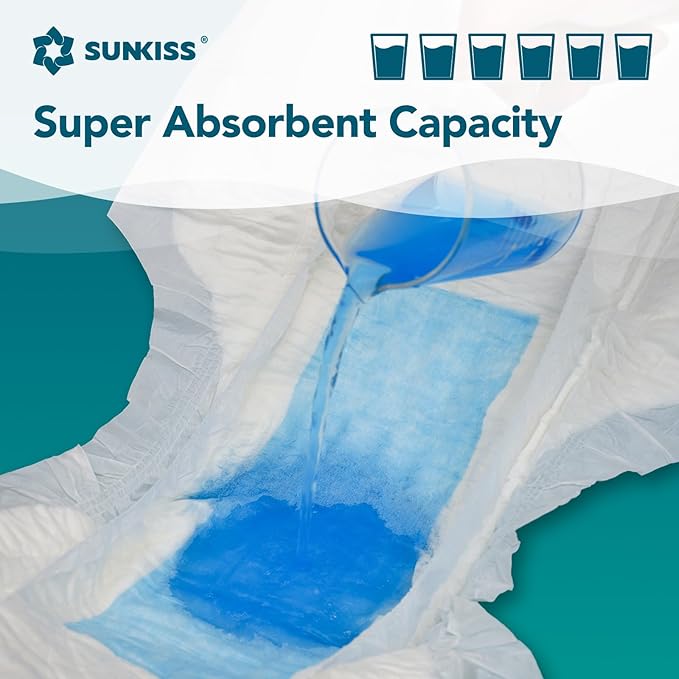 SUNKISS TrustPlus Overnight Adult Diapers with Tabs, Unisex Disposable Incontinence Briefs for Men and Women, Odor Control, Small, 48 Count (4 Packs of 12)