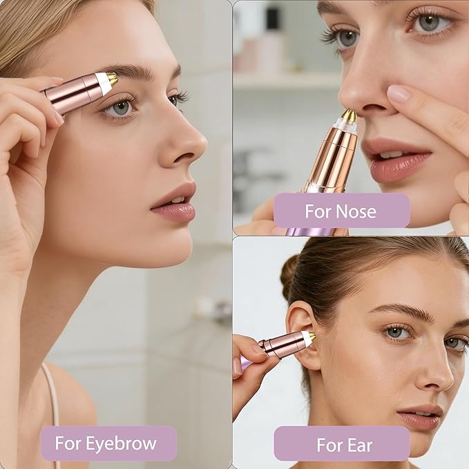 gurelax Eyebrow Trimmer for Women,Electric Eyebrow Hair Remover, Painless Brow Razor Shaper with LED Light, USB Rechargeable, Eye Brow and Face Epilator