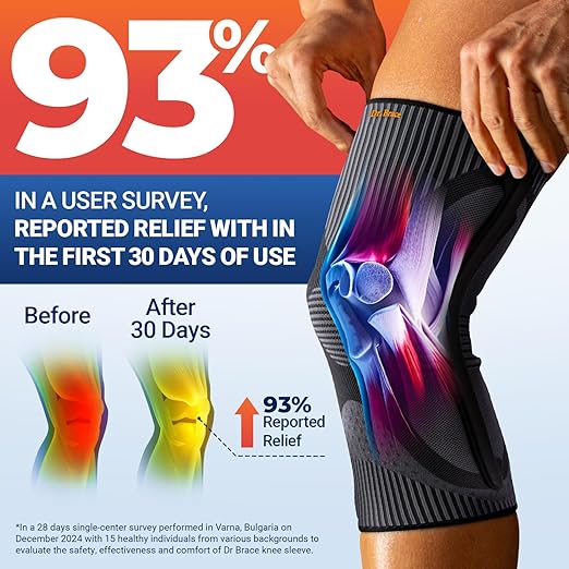 DR. BRACE ELITE Knee Brace with Size Stabilizer (2 Pack) Knee Brace for Women & Men, Workout, Sports, Daily Knee Compression Sleeve for Maximum Knee Pain Support & Fast Recovery (Pluto, Large)