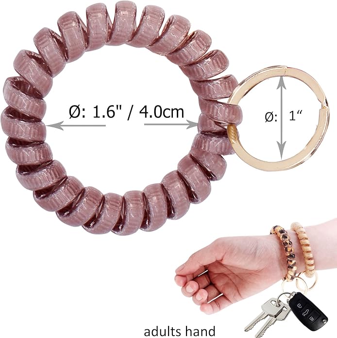 BIHRTC Stretchable Wristband Wristlet Keychain Elastic Coil Spring Spiral Key Chain for Gym Pool Sauna Outdoor Activities