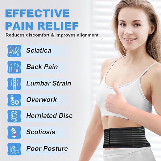 Back Brace for Lower Back Pain Relief, Lumbar Support Belt for Work for Men&Women with Magnet, 4 Reinforced Stay, Self Heating Adjustable Back Support for Sciatica,Herniated Disc,Scoliosis (X-Large)
