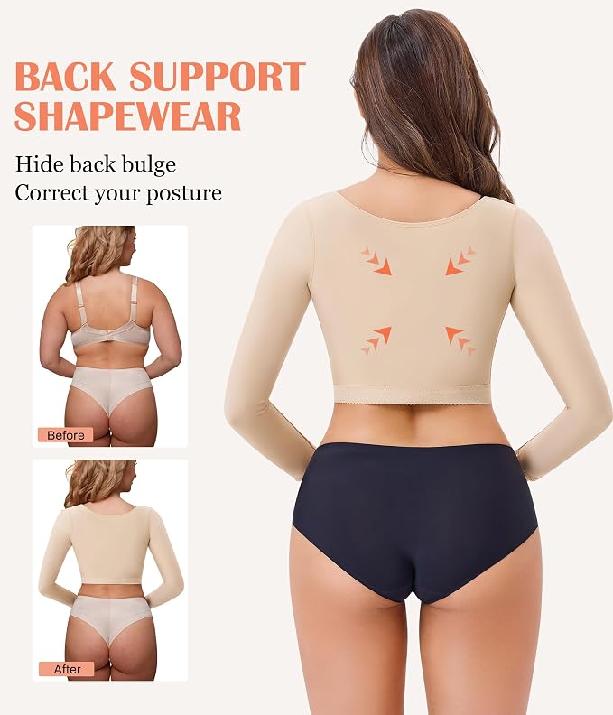 LANCS Women Upper Arm Shaper Post Surgical Compression Sleeves Slimmer Tops | Posture Corrector Vest Shapewear