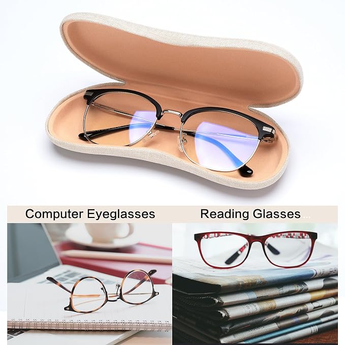 Vemiss Hard Shell Sunglasses Case, Large Linen Fabric Protective Glasses Case for Men Women