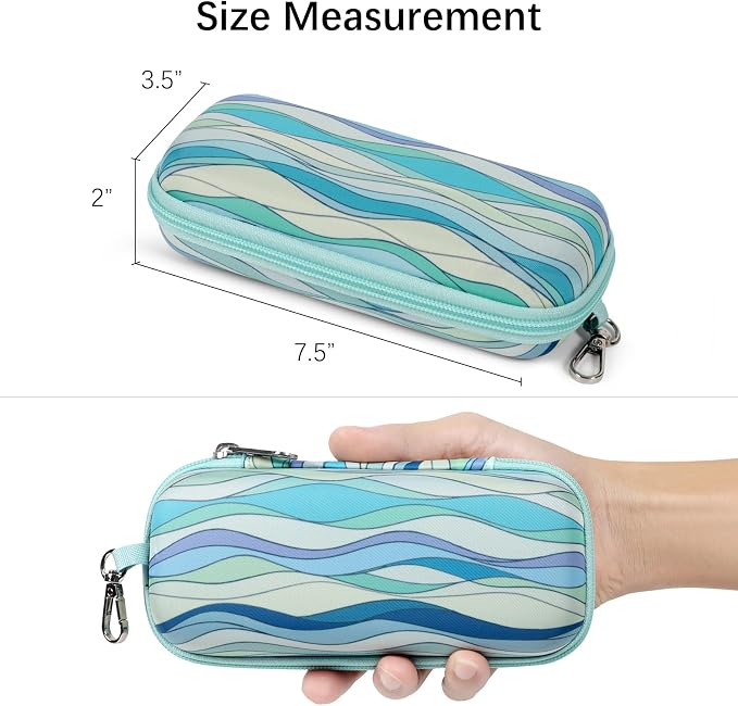 Double Eyeglasses Case Hard Shell Dual Sunglasses Organizer with Zipper Closure Travel Eyewear Storage for Vehicle