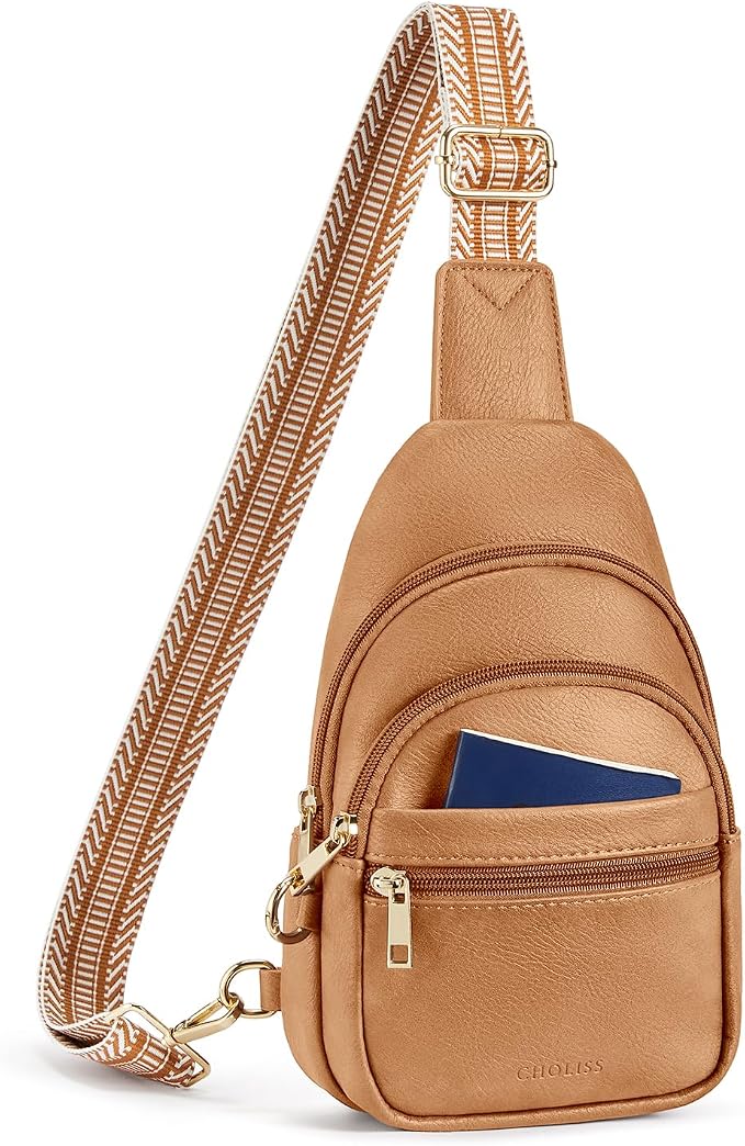 CHOLISS Anti Theft Small Sling Bag for Women and Men RFID Leather Crossbody Bags Fanny Pack Chest Bag Travel Purse Daypacks