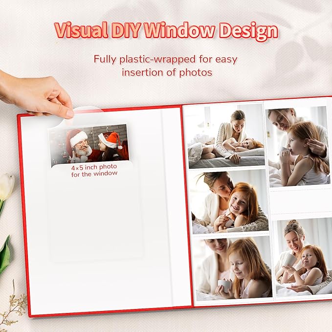Artfeel Photo Album 4x6 with 600 Pockets,Slip-in Picture Albums,Linen Cover Memory Book with Front Window,White Page Vertical Photo Book for Wedding,Family,Anniversare,Baby,Vacation