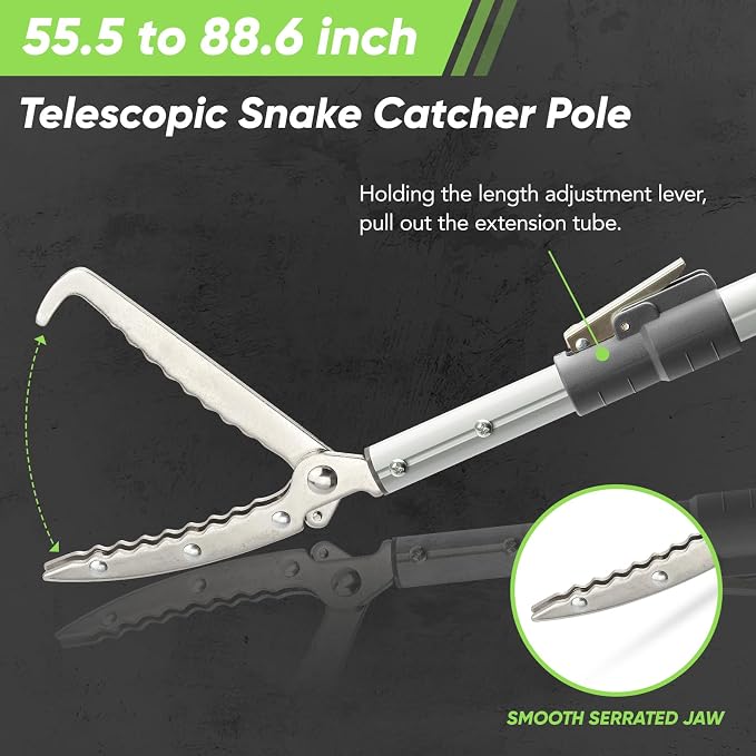 ZeyaHuanMao 55-88 Inch Extendable Snake Grabber Catcher Tongs