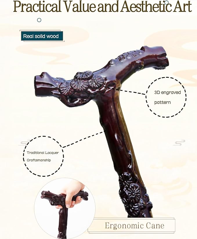 Dragon Canes for Men, Handmade Wooden Walking Canes for Men Women,Heavy Duty Up to 500 Pounds,Exquisite Natural Wood Carved Walking Ergonomic Stick