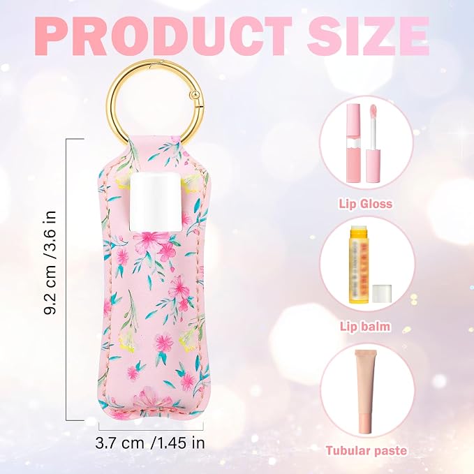 LUCKINEE Lip Balm Holder Keychain for Chapstick Holder Key Chain | Featured with Spring O Ring, Bag Charm Keychain, Great Linking to Purse and Belt Loops, Stocking Stuffers Gift for Women