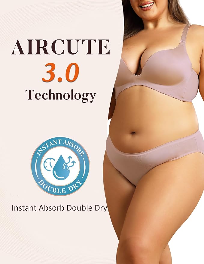 AIRCUTE Washable Leak Proof Incontinence Underwear for Women Absorbency Bladder Control Briefs 70ML,5 Pack (XL,Black2-Beige2-Grey)