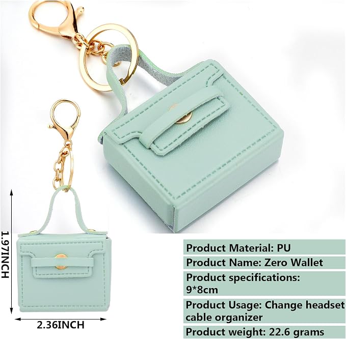 Liliaafar 8 Pcs Mini Backpack Keychain Mini Coin Purses for Women Cute PU Leather Makeup Bag with Keychain, Multi Pocket Card Holder Cable Organizer Giftable Zipper Pouch (Modern)