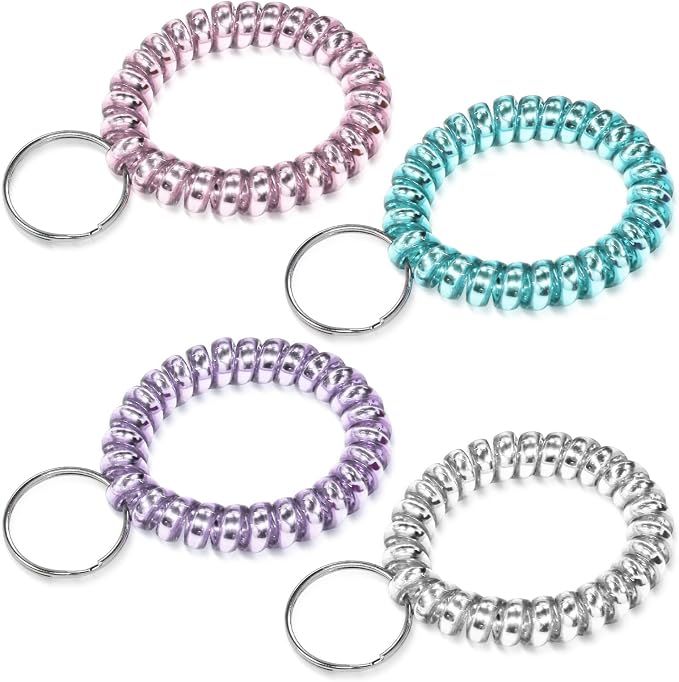 Spiral Coil Keychain, Anti-lost Key Chain Holder Lanyard Cord for Sauna Outdoor Sports and Gym Pool