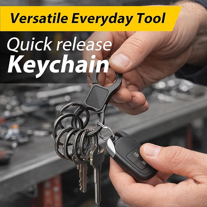 DAYGOS Key Chain, Quick Release Car Keychain with 8 Key Rings for Men | Heavy Duty, Easy Detachable Keychains Organizer, Portable Multi Key Ring Clip with Spring Hooks