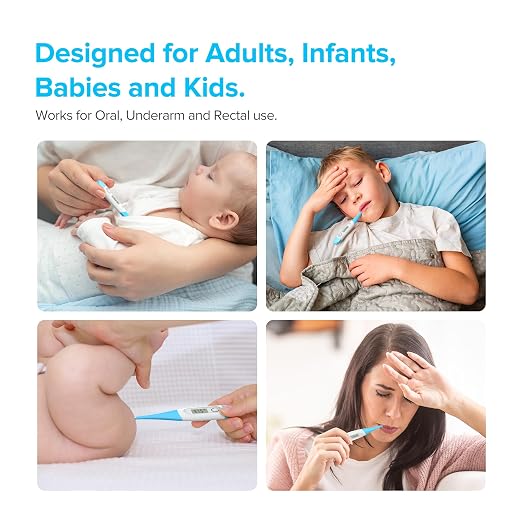 Thermometer for Adults and Kids with 8 Seconds Fast Accurate Reading, Accurate & Safe-Baby Thermometer for Oral, Rectal or Under Arm Use, Large LCD Display with Fever Alarm