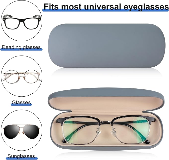 Joyberg Glasses Case, 2 Pack Eyeglass Case with Cleaning Cloth, Glasses Case Hard Shell Fits Most Glasses