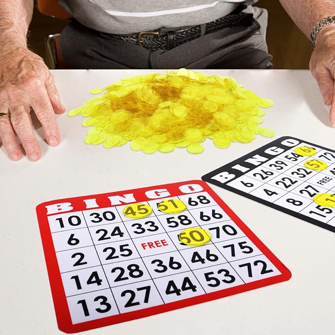 GSE Games & Sports Expert Yellow Bingo Chips, 500 Pieces 3/4-Inch High-Contrast Transparent Counting Chips for Bingo Games, Parties