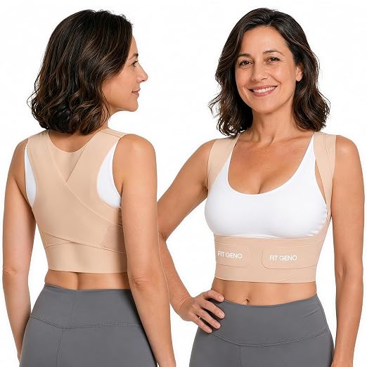 Fit Geno Invisilite Posture Corrector for Women, Adjustable Back Brace for Hunchback Slouching, Upper Back Neck Shoulder Pain Relief, Lightweight Discreet Under Clothes, X-Large
