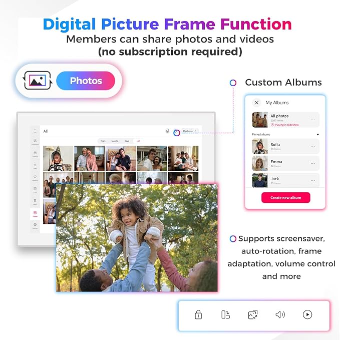 DXMART 10.1" Digital Calendar & Chore Chart, LED Reminder Light, Smart Touchscreen Interactive Display for Family Schedules, Digital Photo Frame Functon, Wall & Desk Mountable, Great for Organizing Your 2026 Calendar