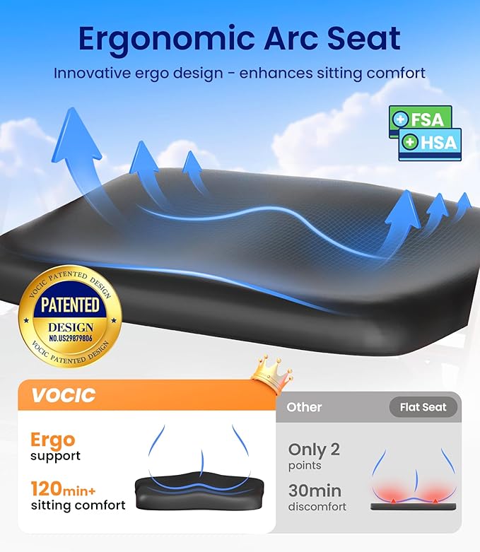 VOCIC Walkers for Seniors, Z21 Rollator Walker with Seat Supports 350lb, 8" Big Wheels for All Terrain, Ergonomic Arc Seat & 6" Ultra Backrest Foldable Walker, Dual Height Adjustment, Lightweight 2025