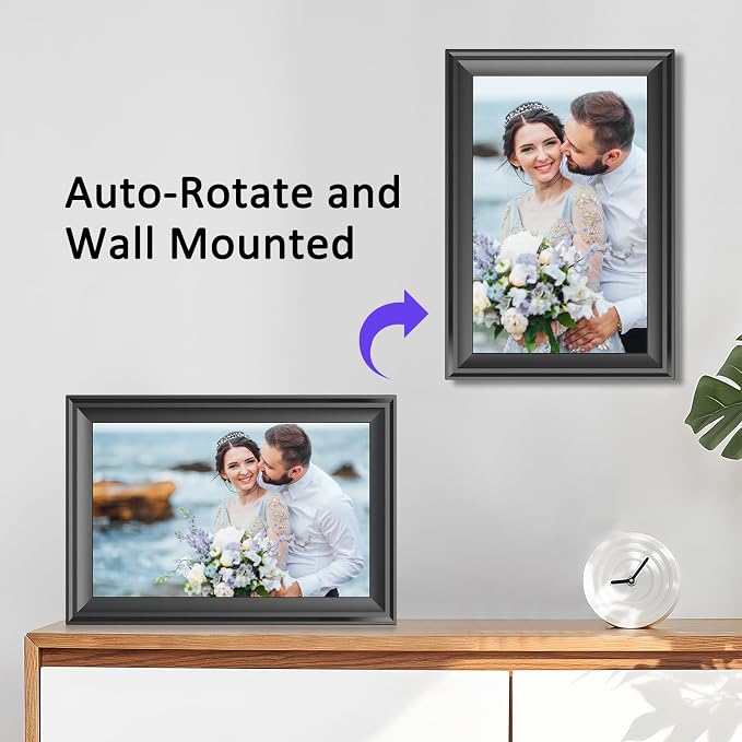 Digital Picture Frame, 10.1 Inch WiFi Photo Frame Electronic, IPS HD Display Touch Screen,16GB Storage, Wall Mountable, Auto-Rotate, Share Photos and Video via Uhale App