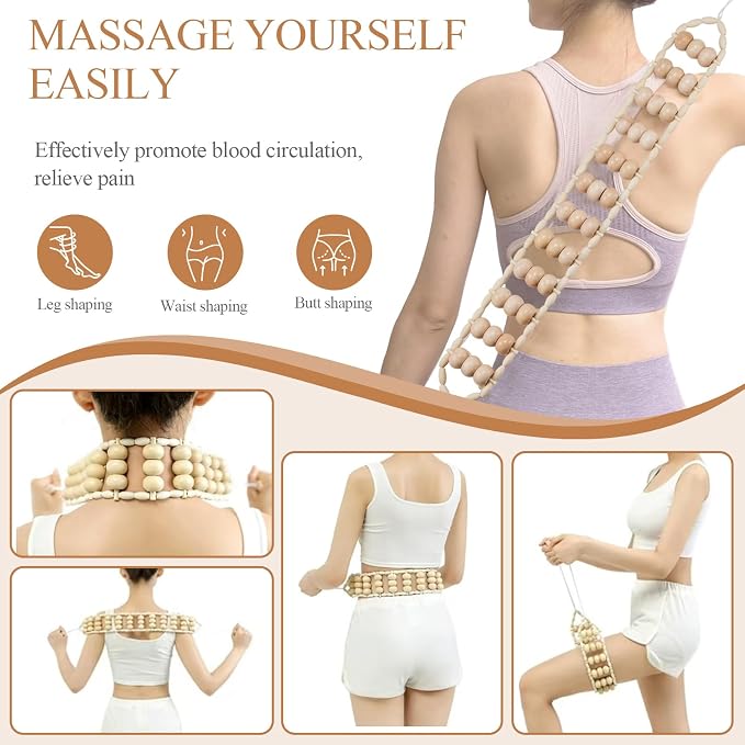 3Pcs Wood Therapy Massage Tools Lymphatic Drainage Massager Wooden Massager Body Sculpting Tools for Maderoterapia,Anti-Cellulite,Pain Relief(3-in-1 Massager)