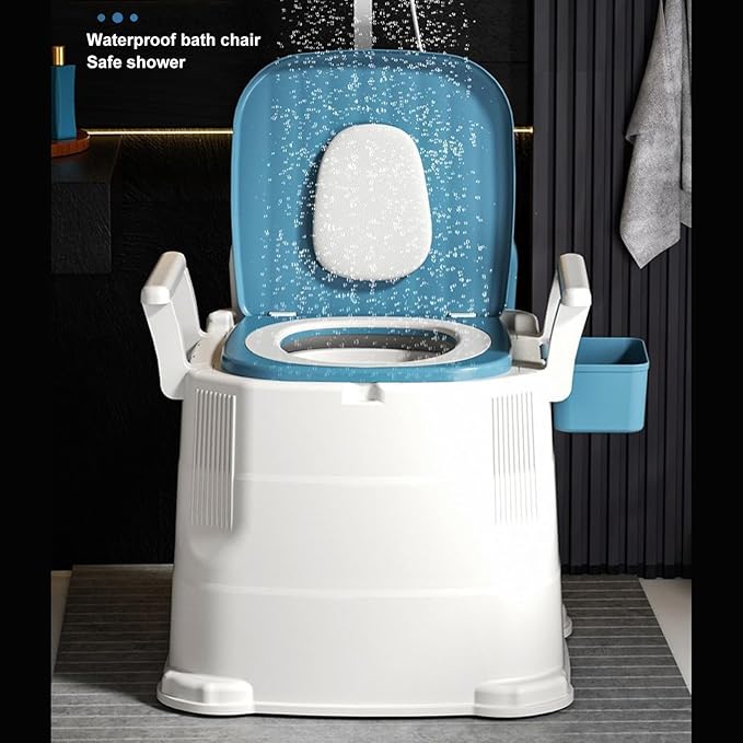 Bedside Commode, Height Adjustable Portable Toilet with Arms and Backrest, Safety Frame Raised Toilet Seat with Bucket, Heavy Duty Adult Potty Chair for Elderly, Seniors,