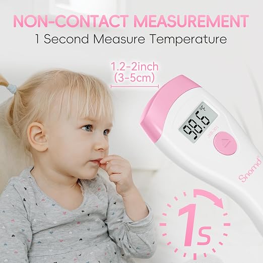 Non-Touch Forehead Thermometer, Digital 2-in-1 Infrared Thermometer for Adults, Kids, and Babies with Fever Alarm, Instant Reading, Medical-Grade Accuracy