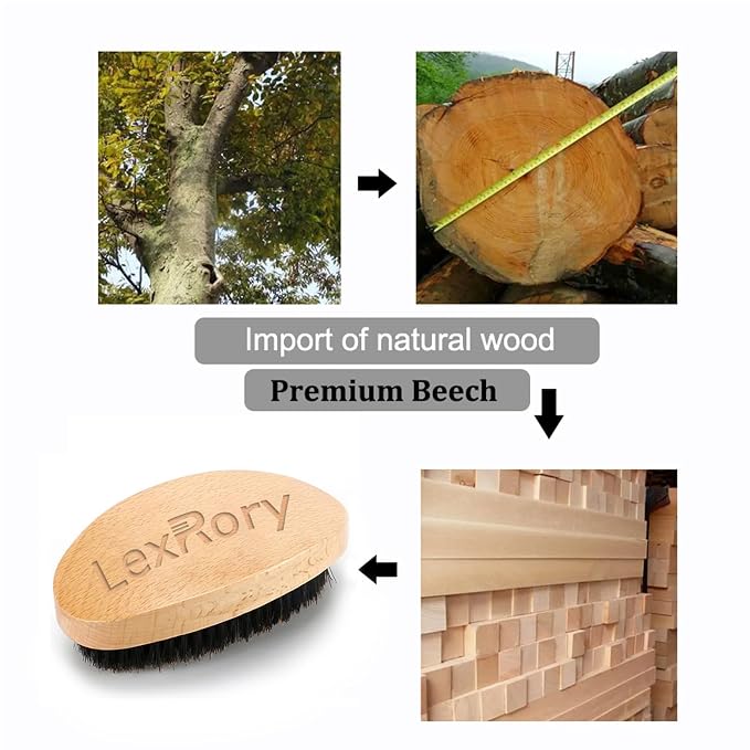 Hair Brush - Medium Hard 360 Wave Brush for Men - Beech Wood Handle, Boar Bristle, Wavy Hair, Hair Styling Brush for Black Hair, Beard Brushes (Yellow, 5x2.76x1.40 inches, 100g) | Beech Mix Nature Boar Bristle Brush For Black Men's Hair & Beard Brushes...